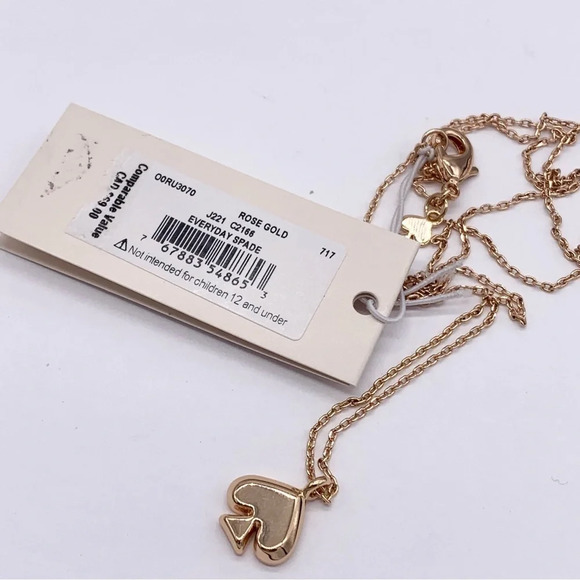 Kate Spade Everyday Spade Rose Gold Necklace NWT - Picture 3 of 3